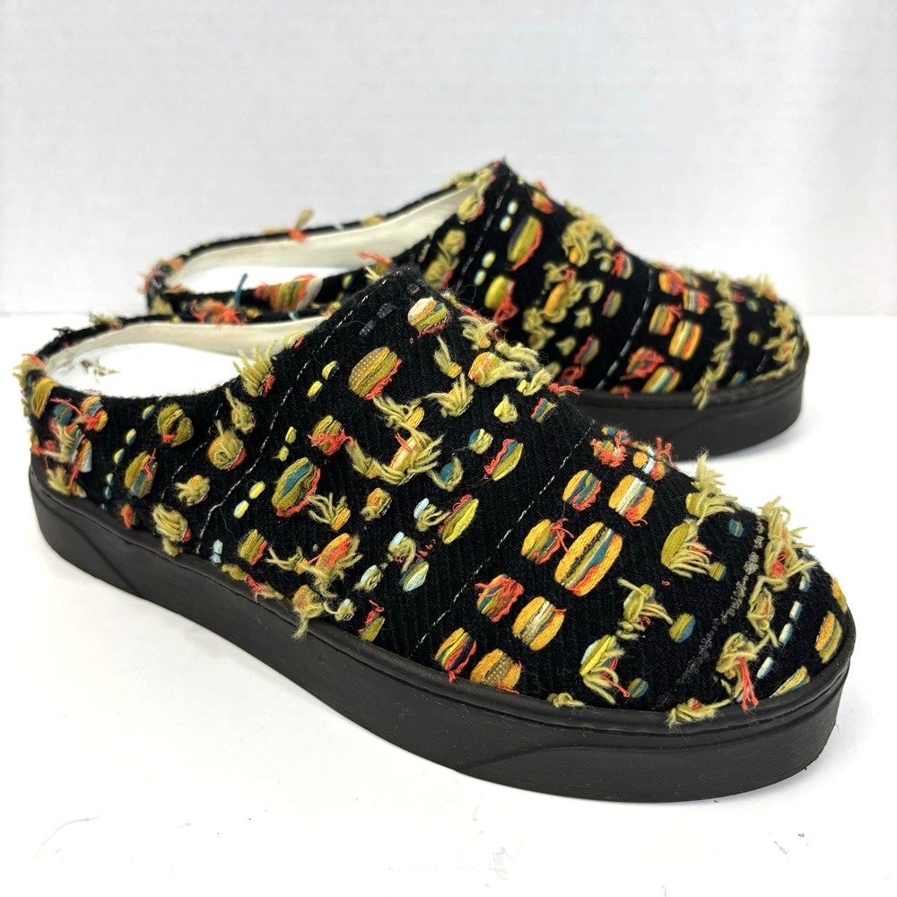Fausto Santini Colorful Boucle Mule Shoes Womens 6 / 36 Black Chunky Slip On